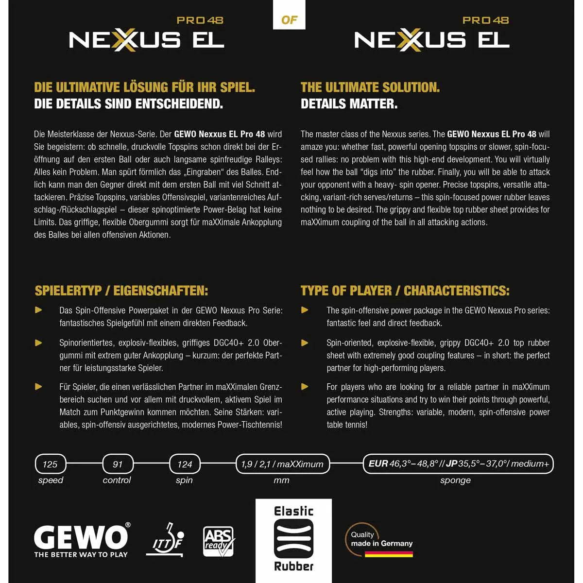 Gewo Nexxus EL Pro 48 Gewo SE - tabletennisstore.eu